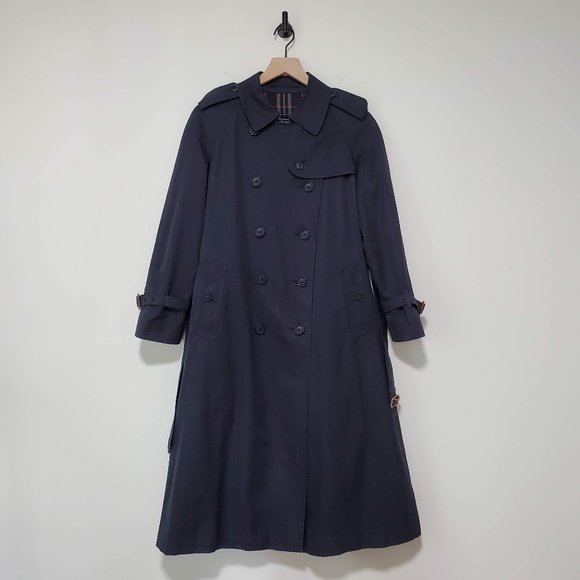 Burberry Double-Breasted Navy Trench Coat / 12P